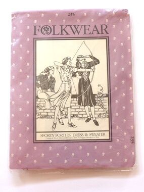 UNCUT Folkwear pattern #235 SPORTY FORTIES' DRESS & SWEATER